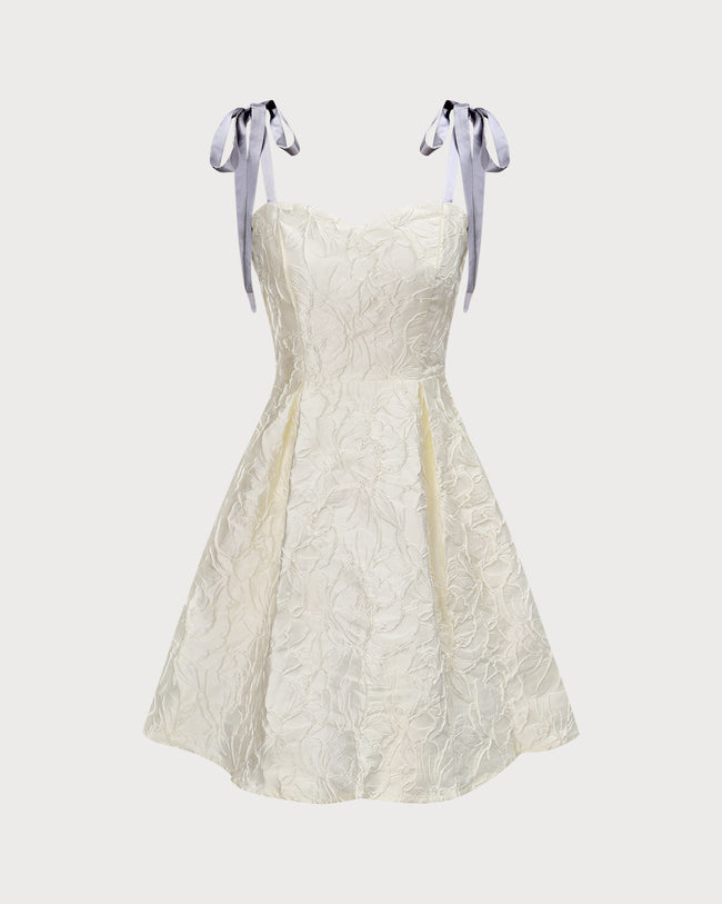 The Tie Strap Jacquard Mini Dress Dresses - RIHOAS