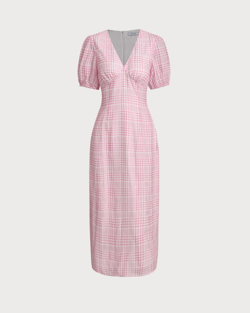 Frida® | Pink boho dress with V-neck main image 1