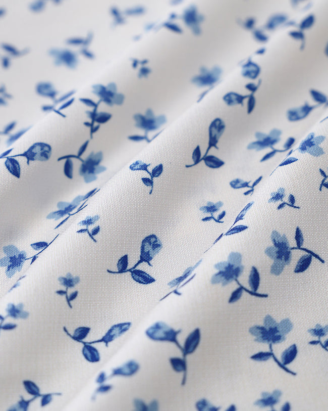 Blue Floral Pocket Sleeveless Mini Dress