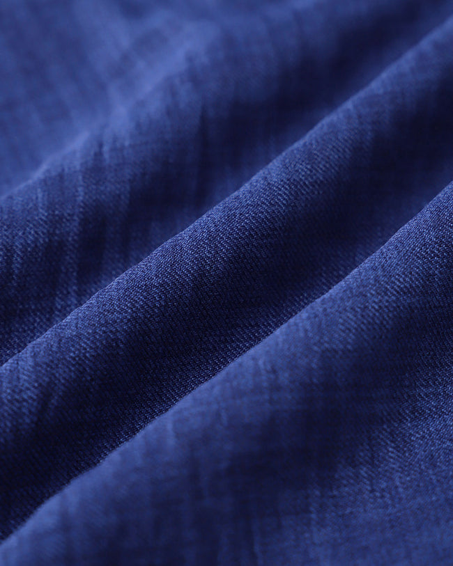 Blue Square Neck Pleated Sleeveless Midi Dress