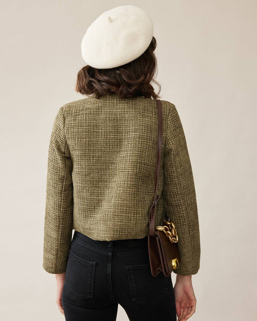 The Vintage Solid Tweed Coat - RIHOAS