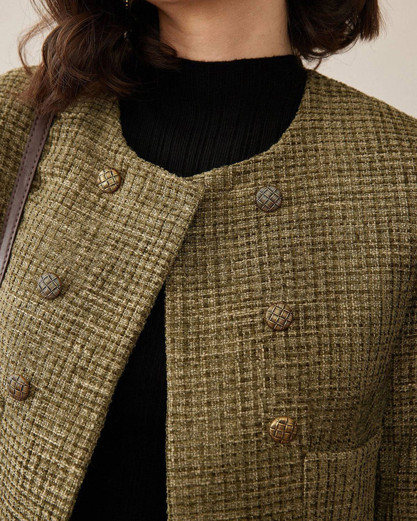 The Vintage Solid Tweed Coat - RIHOAS