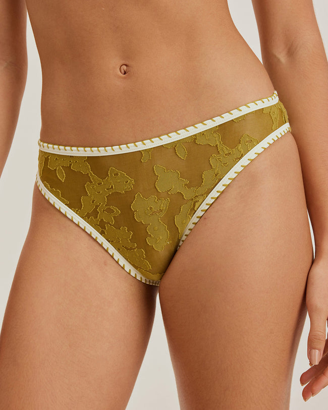 Green Floral Tie-back Triangle Bikini Set