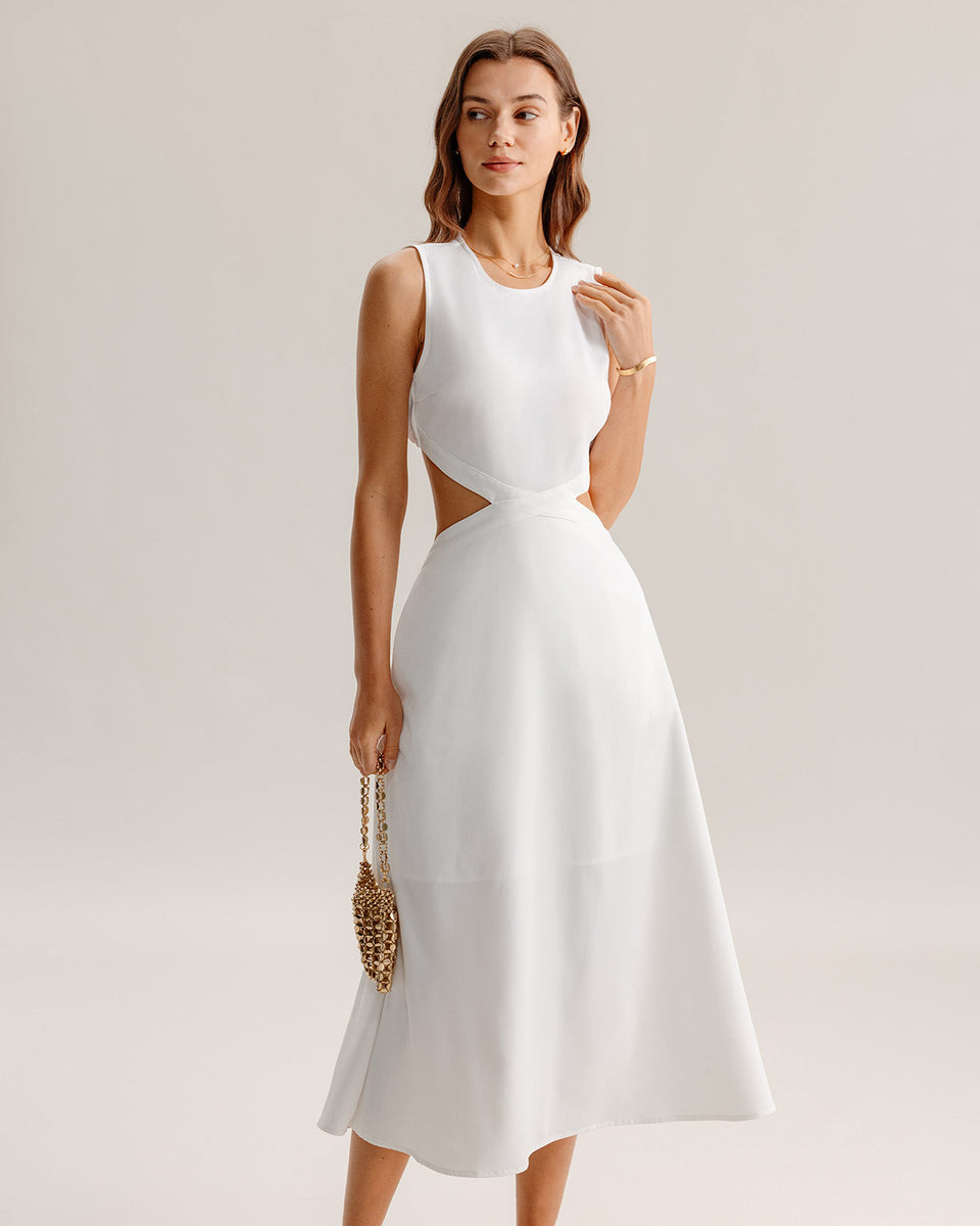 White Cutout Sleeveless Midi Dress & Reviews - White - Dresses