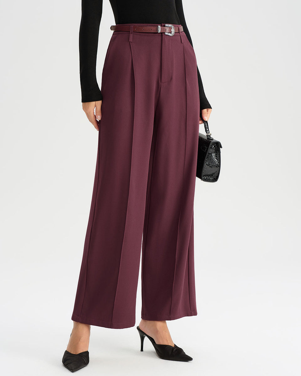 Wine Red Natural Waisted Casual Pants & Reviews - Wine Red - Bottoms | RIHOAS