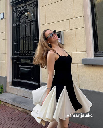 Black Contrast Slip Mini Dress