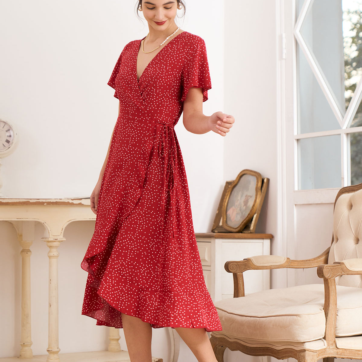 red dress with yellow polka dots Rare Kreinick 1960s Vintage Red + Yellow Polka Dot Mod Dress + Jacket Ensemble For Sale at 1stDibs