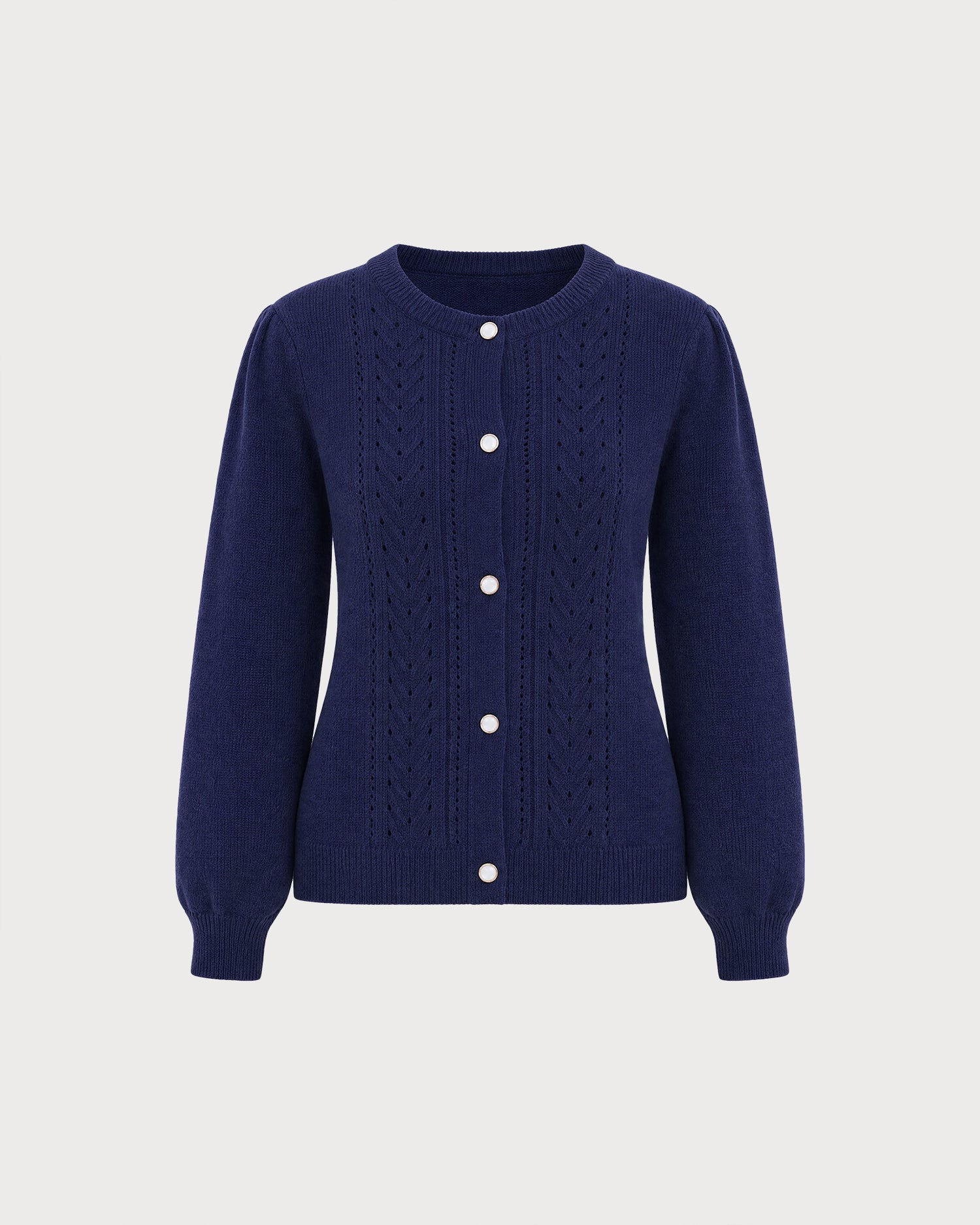Blue Single Breasted Knit Cardigan