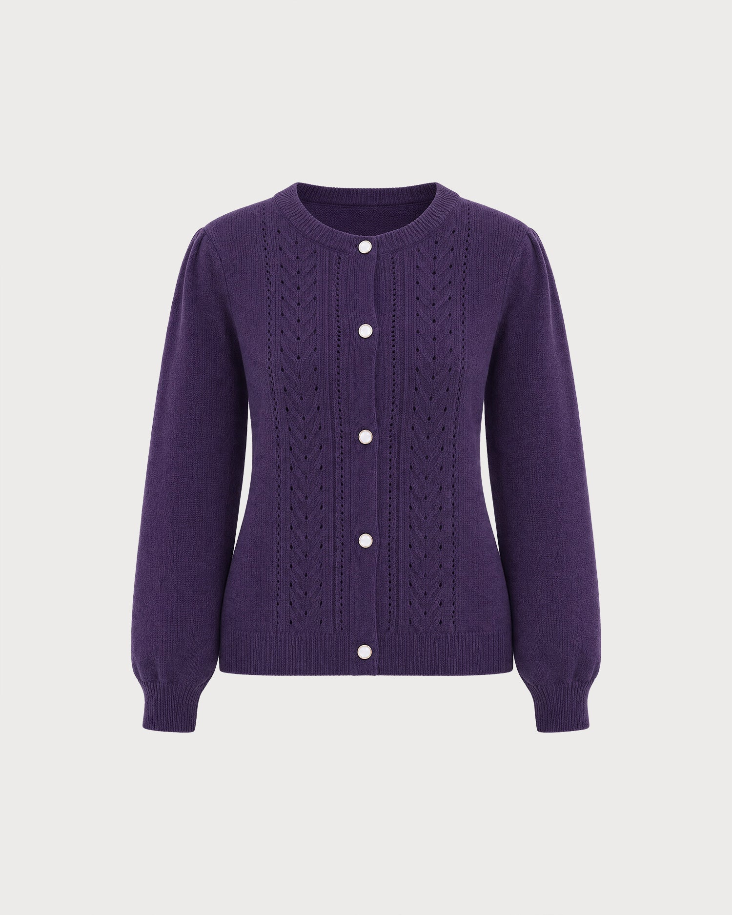 Purple Single Breasted Winter Knit Cardigan