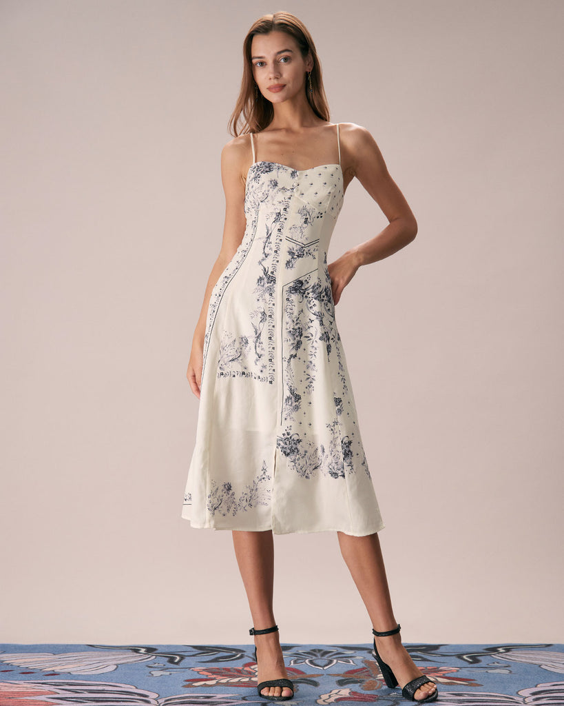 The Beige Floral Split Hem Midi Dress Dresses - RIHOAS
