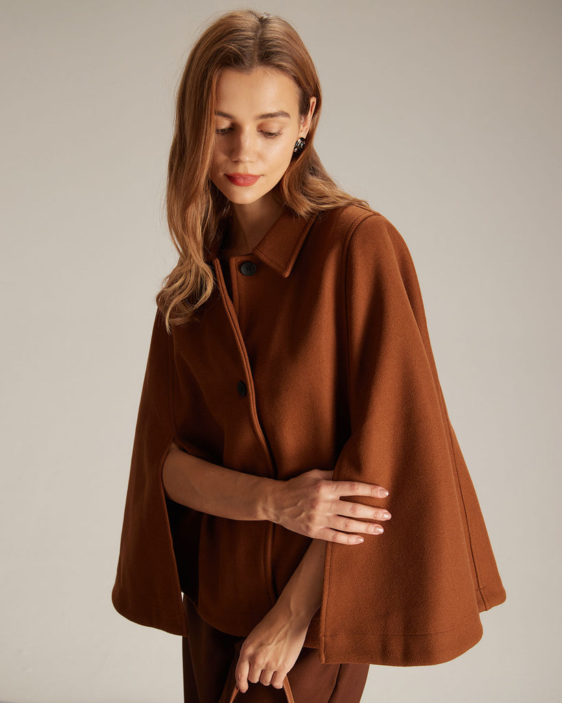 The Collared Single Breasted Cape Outerwear - RIHOAS