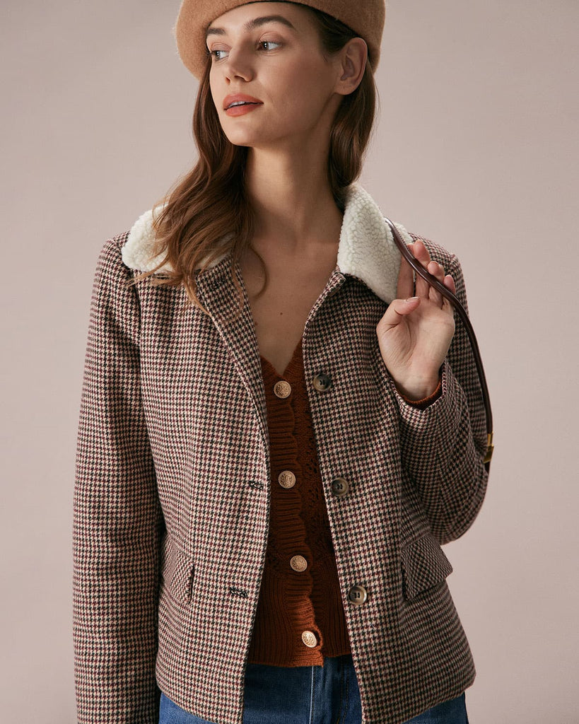 The Collared Teddy Houndstooth Jacket Outerwear - RIHOAS