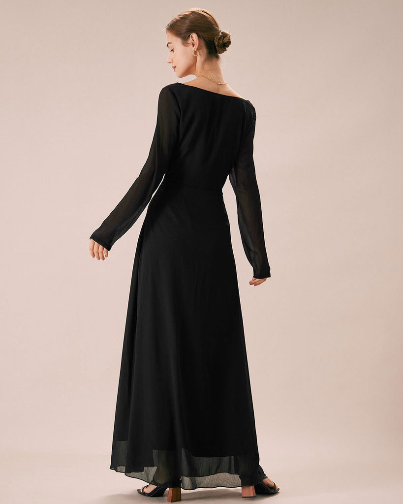 The Cowl Neck Long Sleeve Dress Dresses - RIHOAS