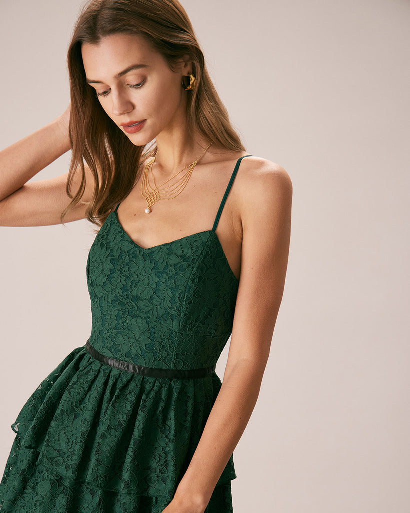 The Green Sweetheart Neck Lace Maxi Dress Dresses - RIHOAS