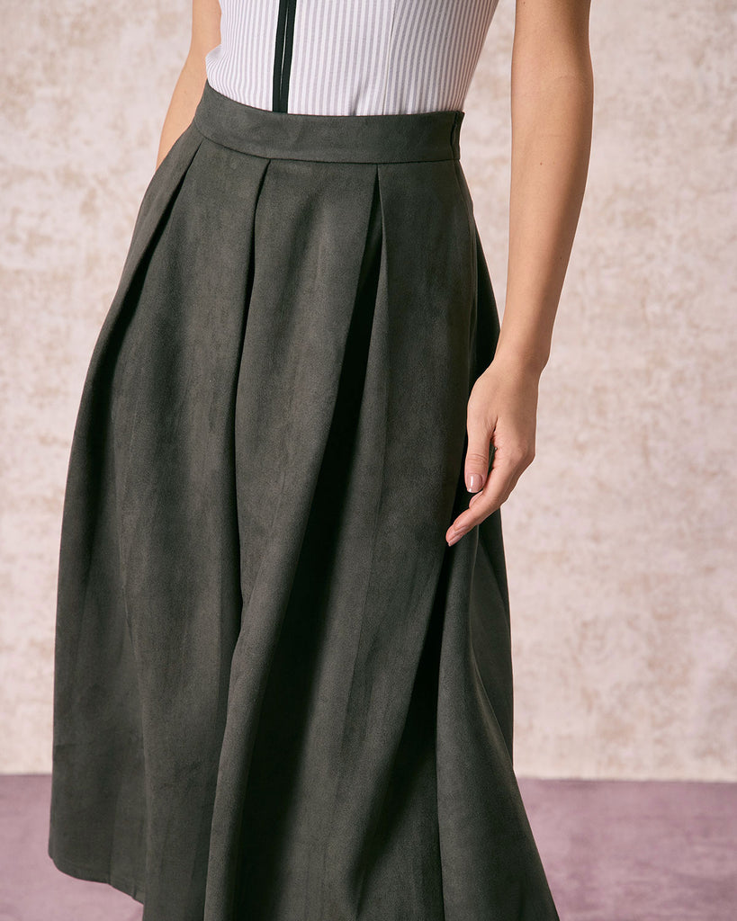 The High Waist A-Line Pleated Skirt Bottoms - RIHOAS