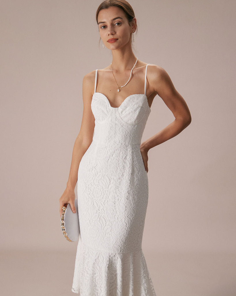 The Lace Slip Mermaid Dress White Dresses - RIHOAS