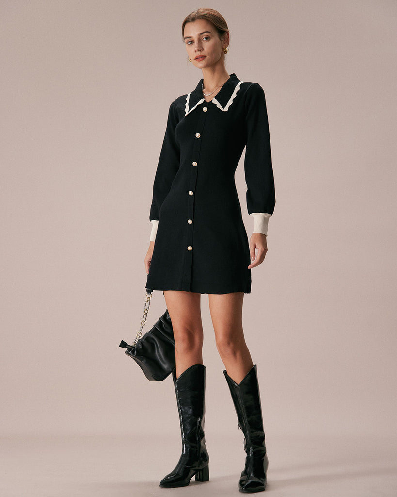 The Lapel A-Line Dress With Pearl Buttons Dresses - RIHOAS