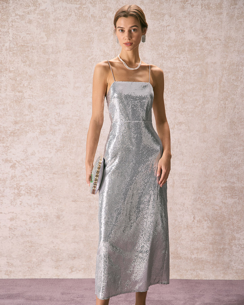 Broadway silver sequin sleeveless maxi dress sales