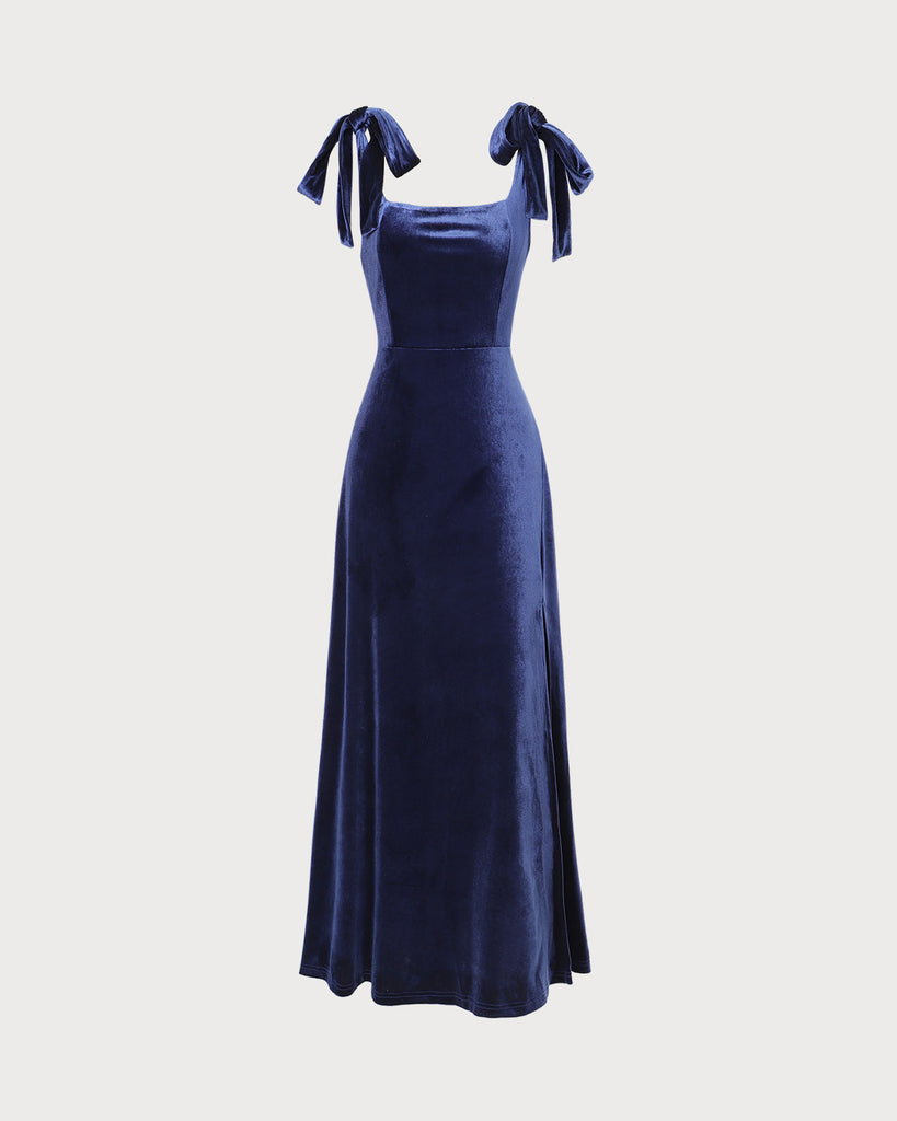 The Velvet Tie Shoulder Dress Dresses - RIHOAS
