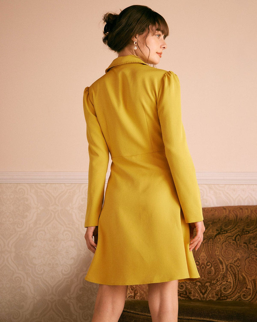 The Yellow Scalloped Mini Dress Dresses - RIHOAS