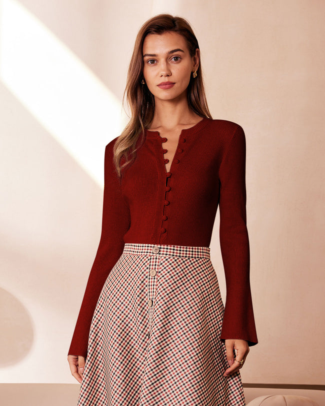 Women Knitted Nylon Viscose blended Sweaters Red Tops - RIHOAS