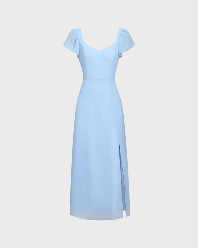 Women Woven Polyester Dresses Blue Dresses - RIHOAS