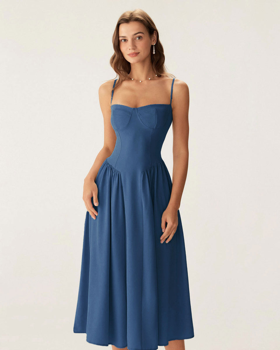 Essentials Bias Pockets Cotton Dress - Navy