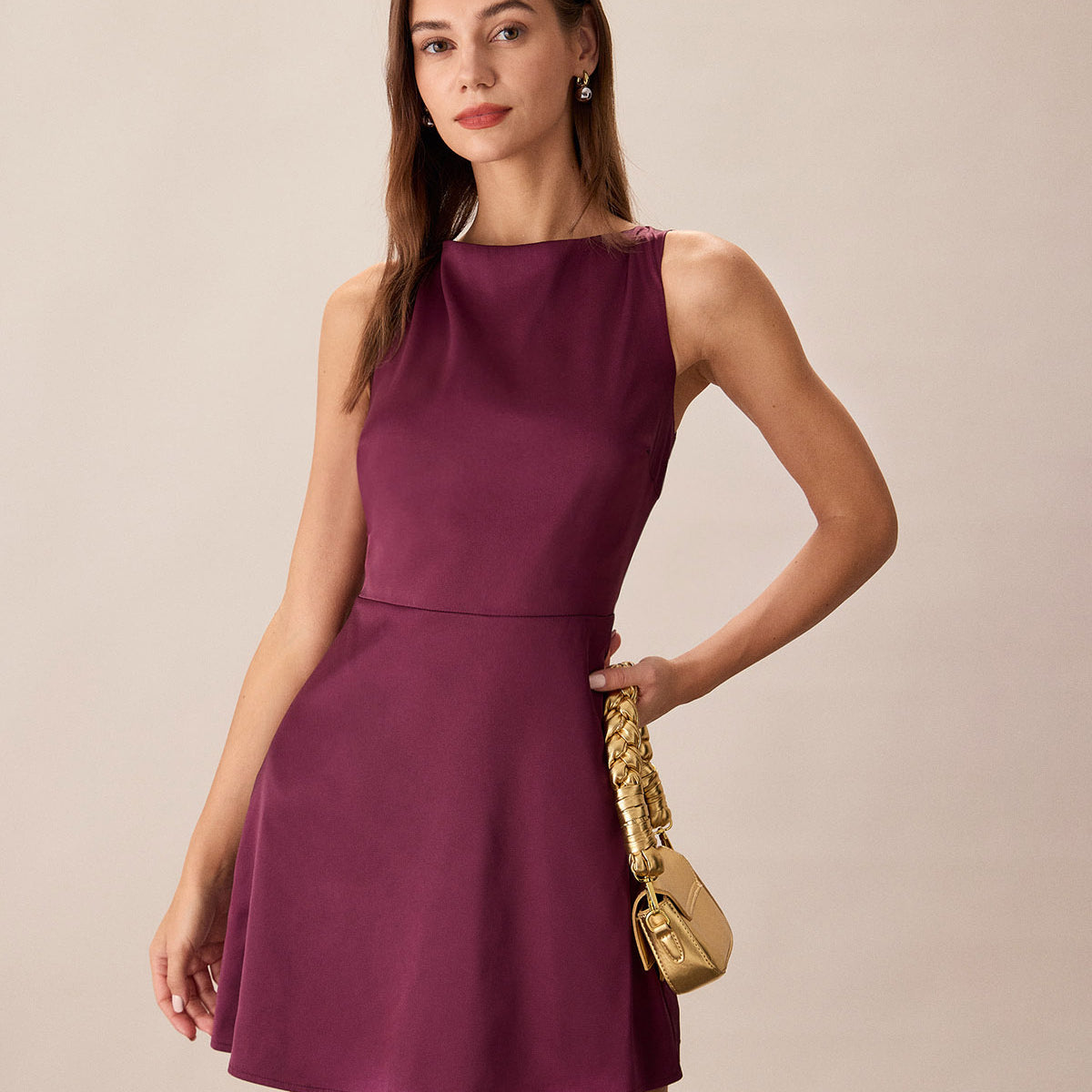 purple boat neck dress Purple Boat Neck Sleeveless Mini Dress & Reviews - Purple - Dresses