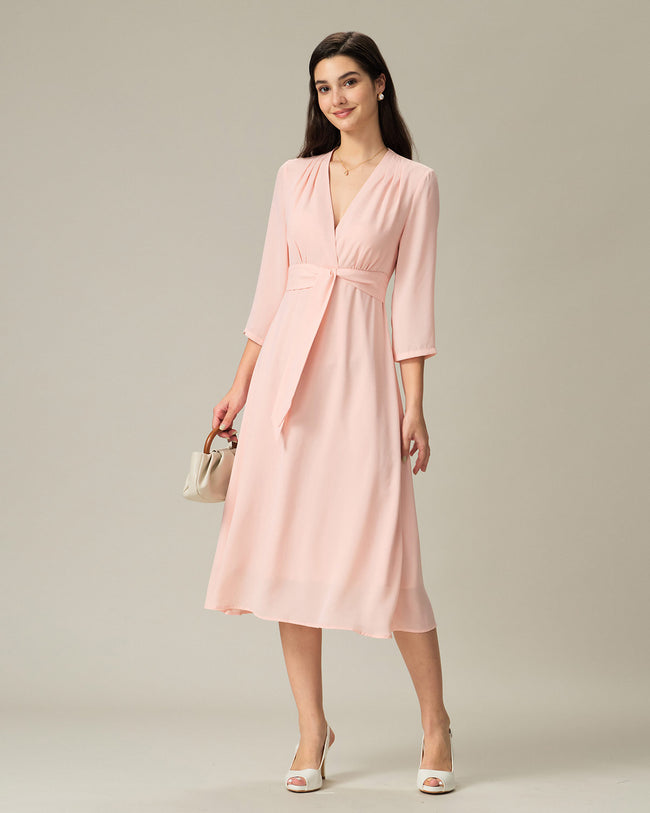 Women Woven Polyester Midi Dresses Dresses - RIHOAS