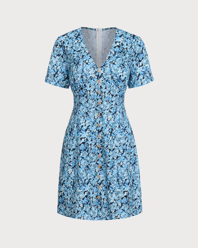 Women woven polyester mini dresses Blue Dresses - RIHOAS