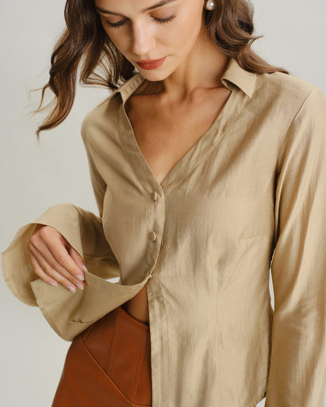 Women Woven TENCEl Lyocell Shirts Tops - RIHOAS