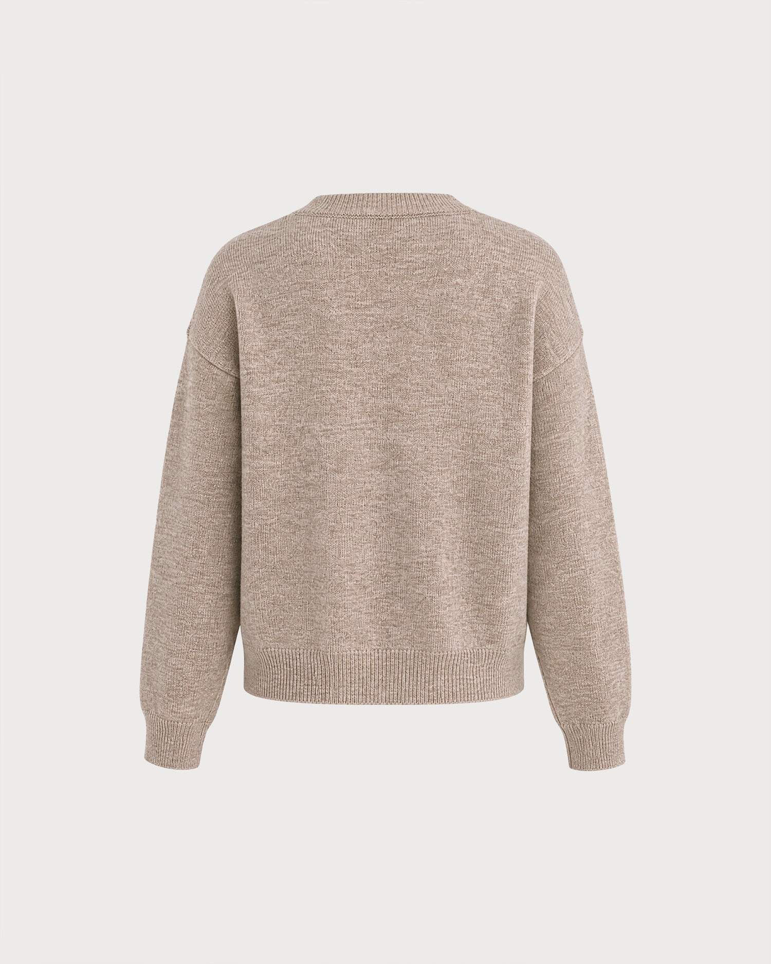 Khaki Round Neck Knit Sweater 03