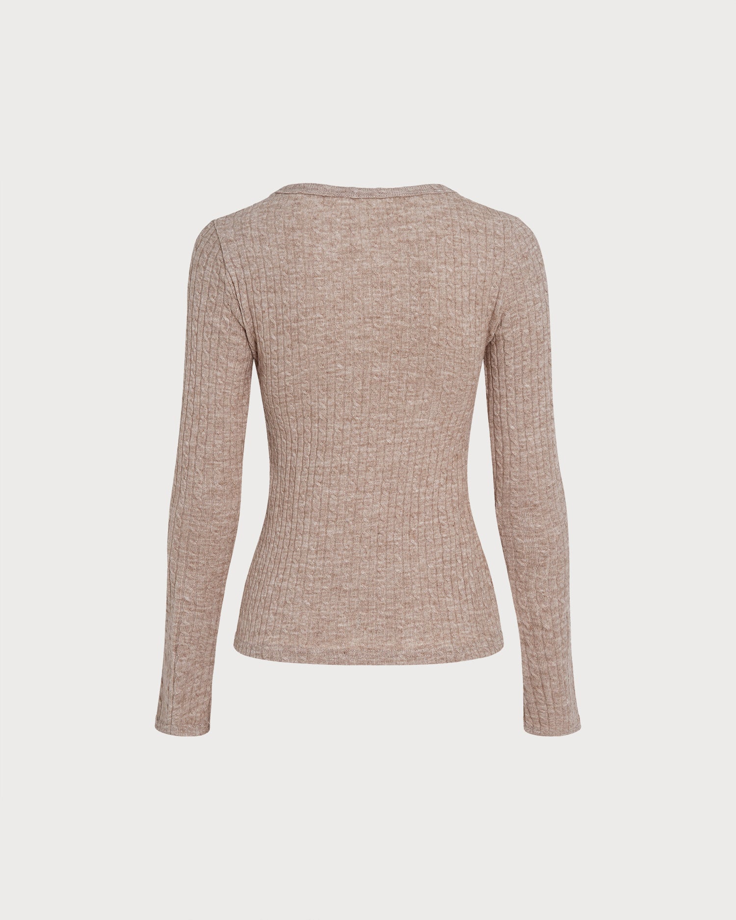 Camel V Neck Button Knit Sweater 03