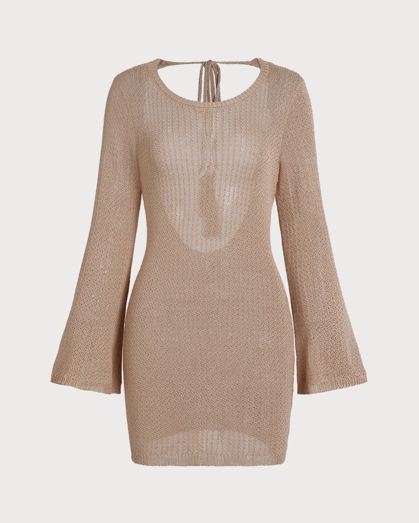 Women's Crocheted Backless Tie-up Cover-up Khaki Cover-ups - RIHOAS
