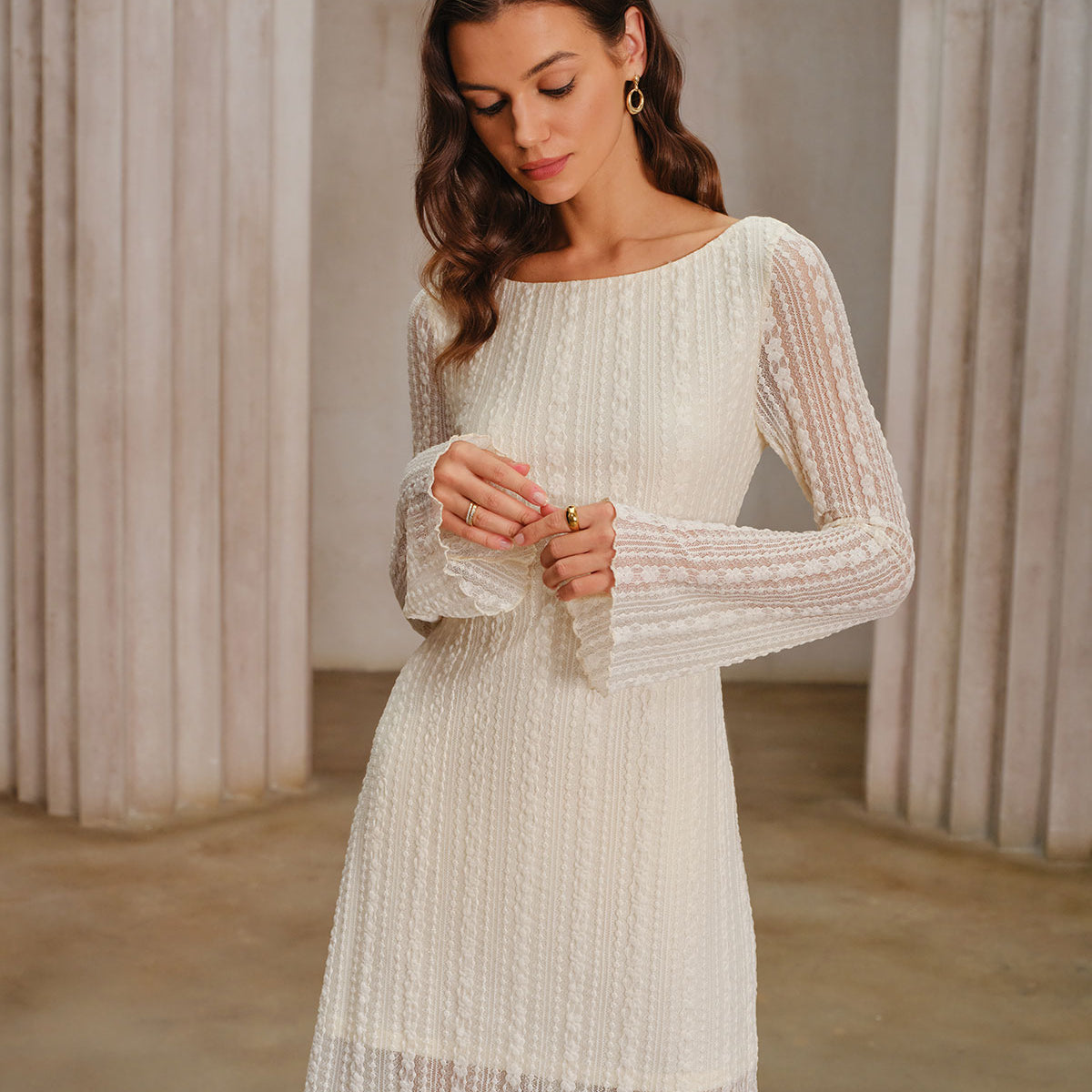 bell long sleeve dress Crochet Bella or no bra Women's Red Bell Sleeve Bodycon