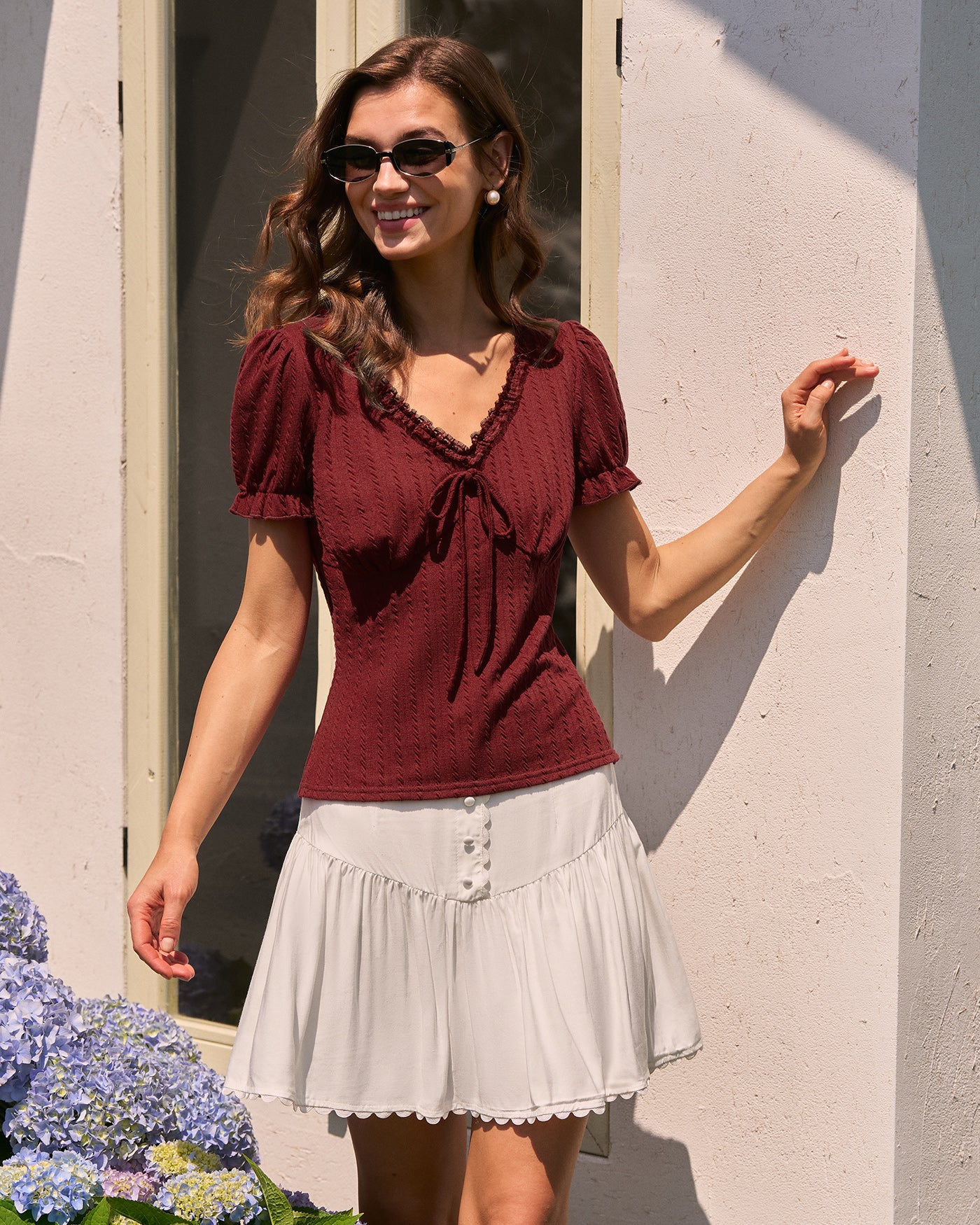Women's Knitted Cotton Tees Tops - RIHOAS