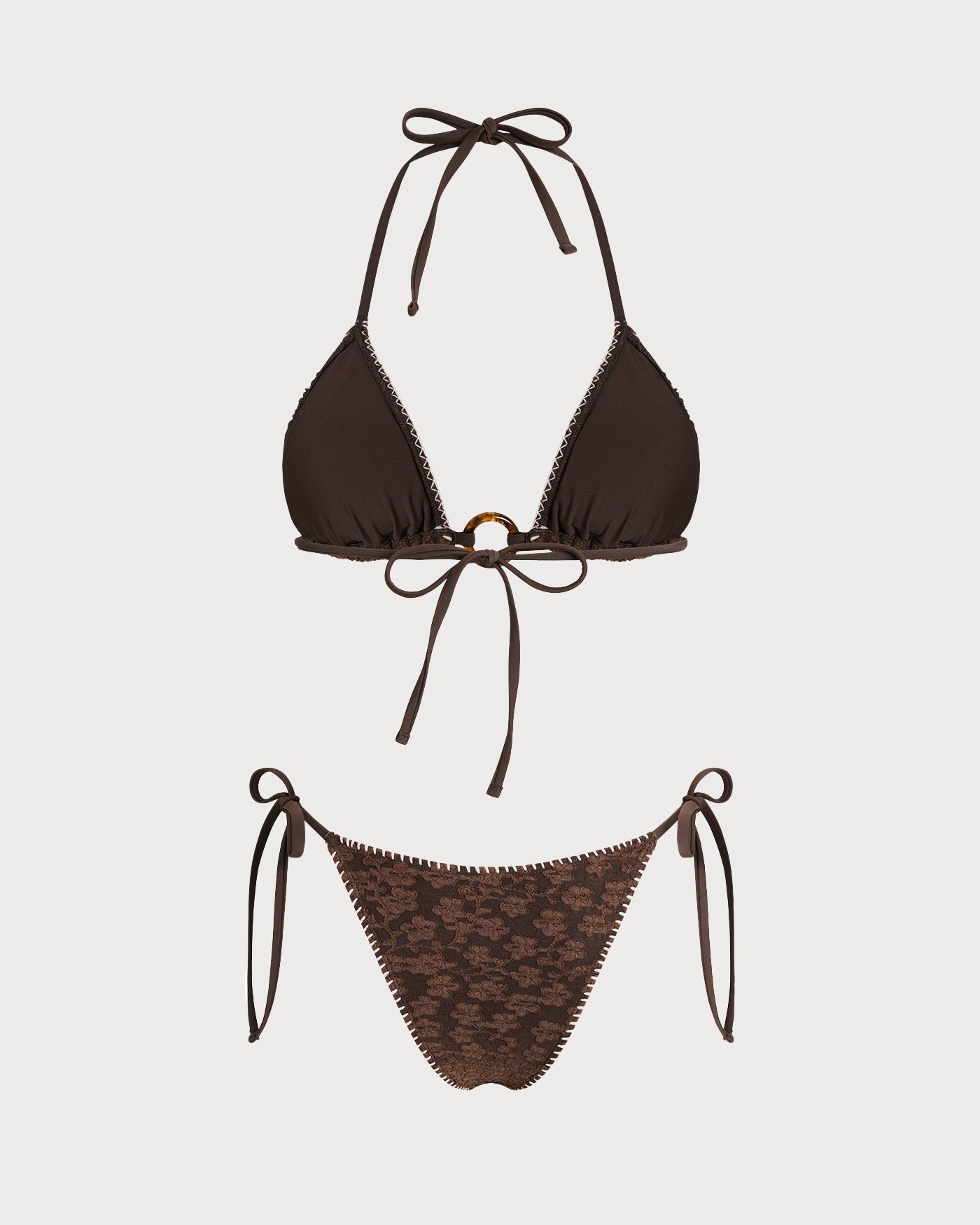 Women's Knitted Nylon Jacquard Color-Blocked Bikini Set Bikinis - RIHOAS