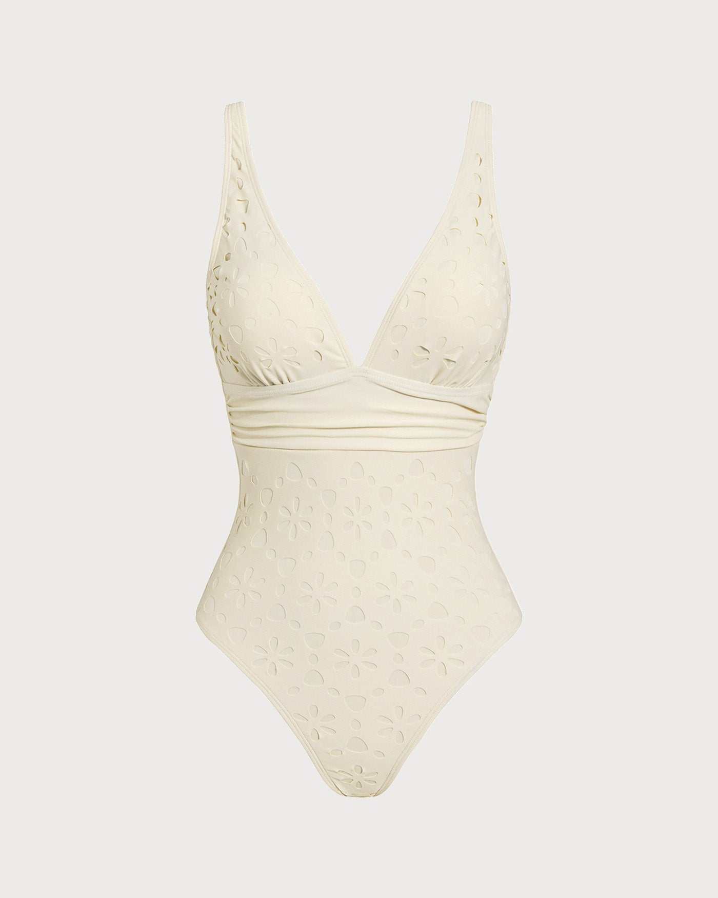 Women's Knitted Nylon One-Piece Swimsuit Off White One-Pieces - RIHOAS