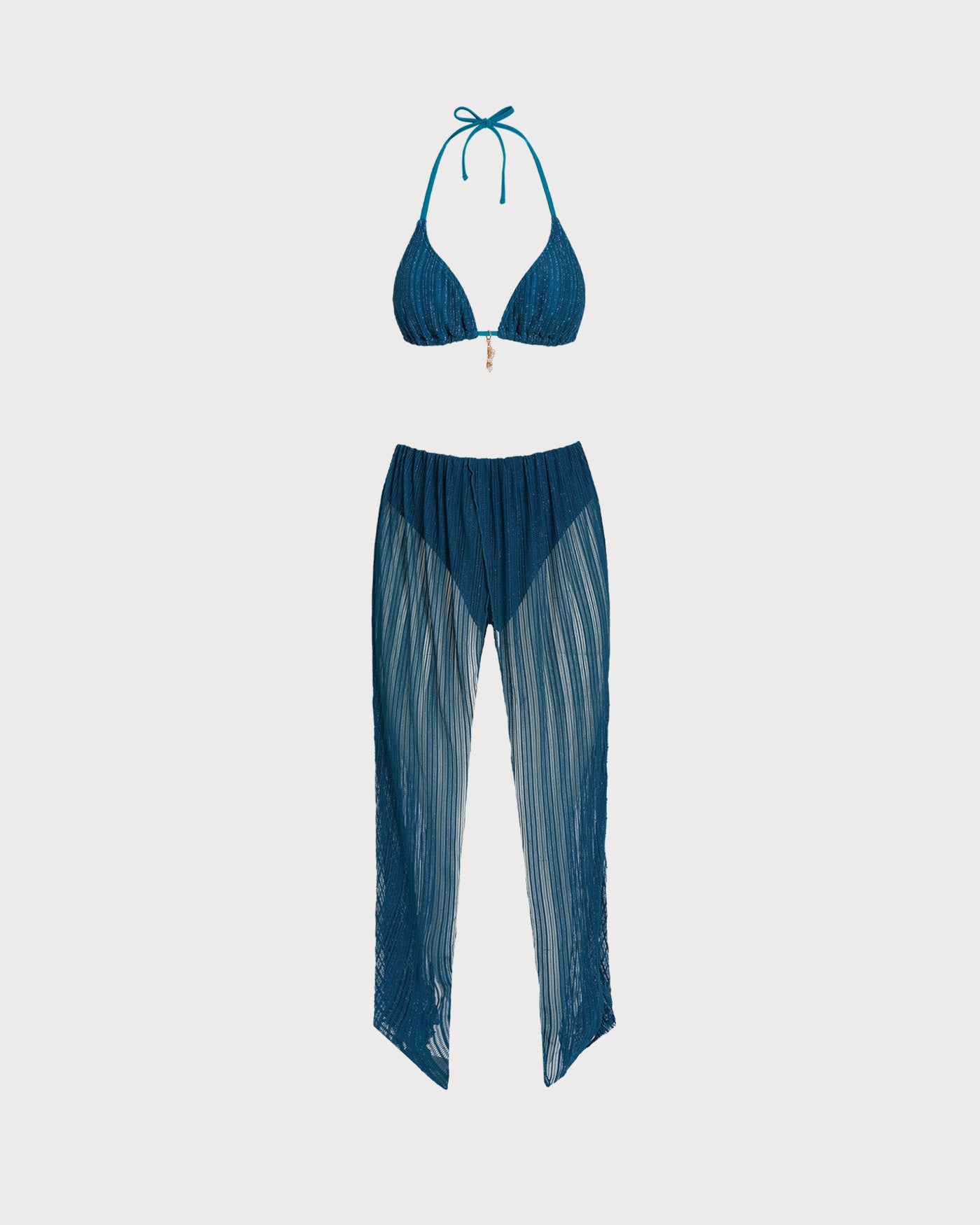 Women's Knitted Nylon Silver Bikini Set Bikinis - RIHOAS