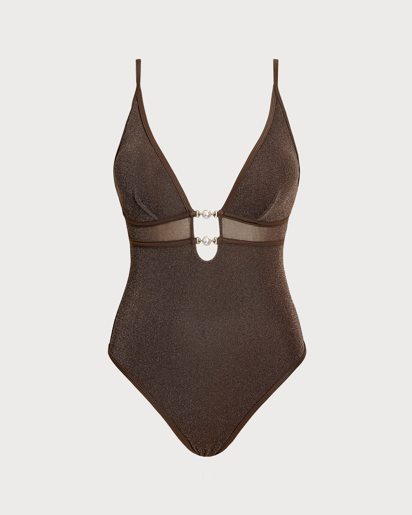 Women's Knitted Nylon Silver Thread One-Piece Swimsuit One-Pieces - RIHOAS
