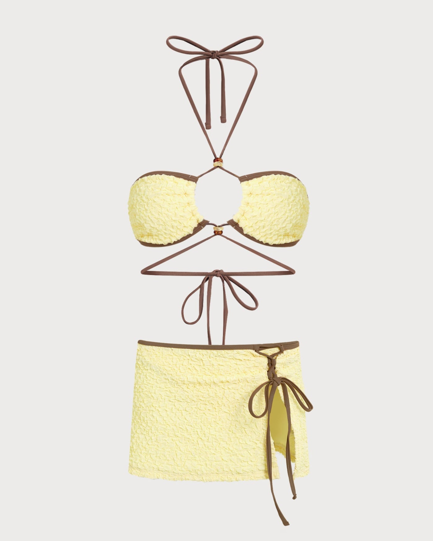Women's Knitted Polyester Beaded Bikini Set Bikinis - RIHOAS
