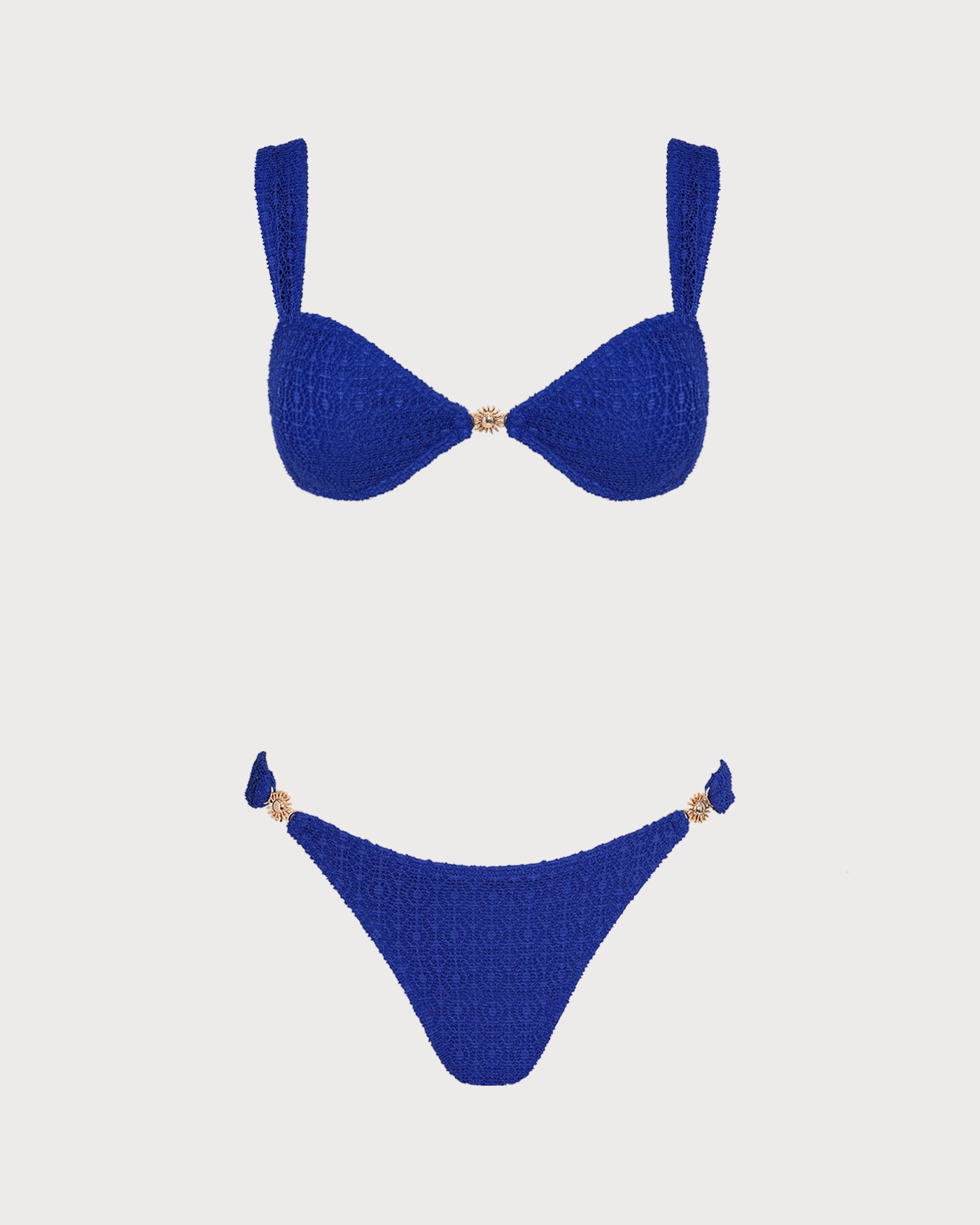 Women's Knitted Polyester Bikini Set Blue Bikinis - RIHOAS