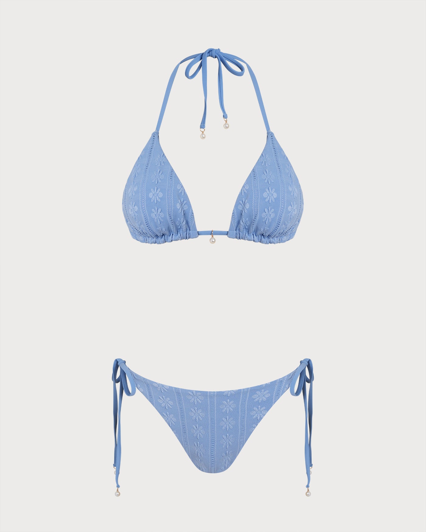 Women's Knitted Polyester Bikini Set Blue Bikinis - RIHOAS