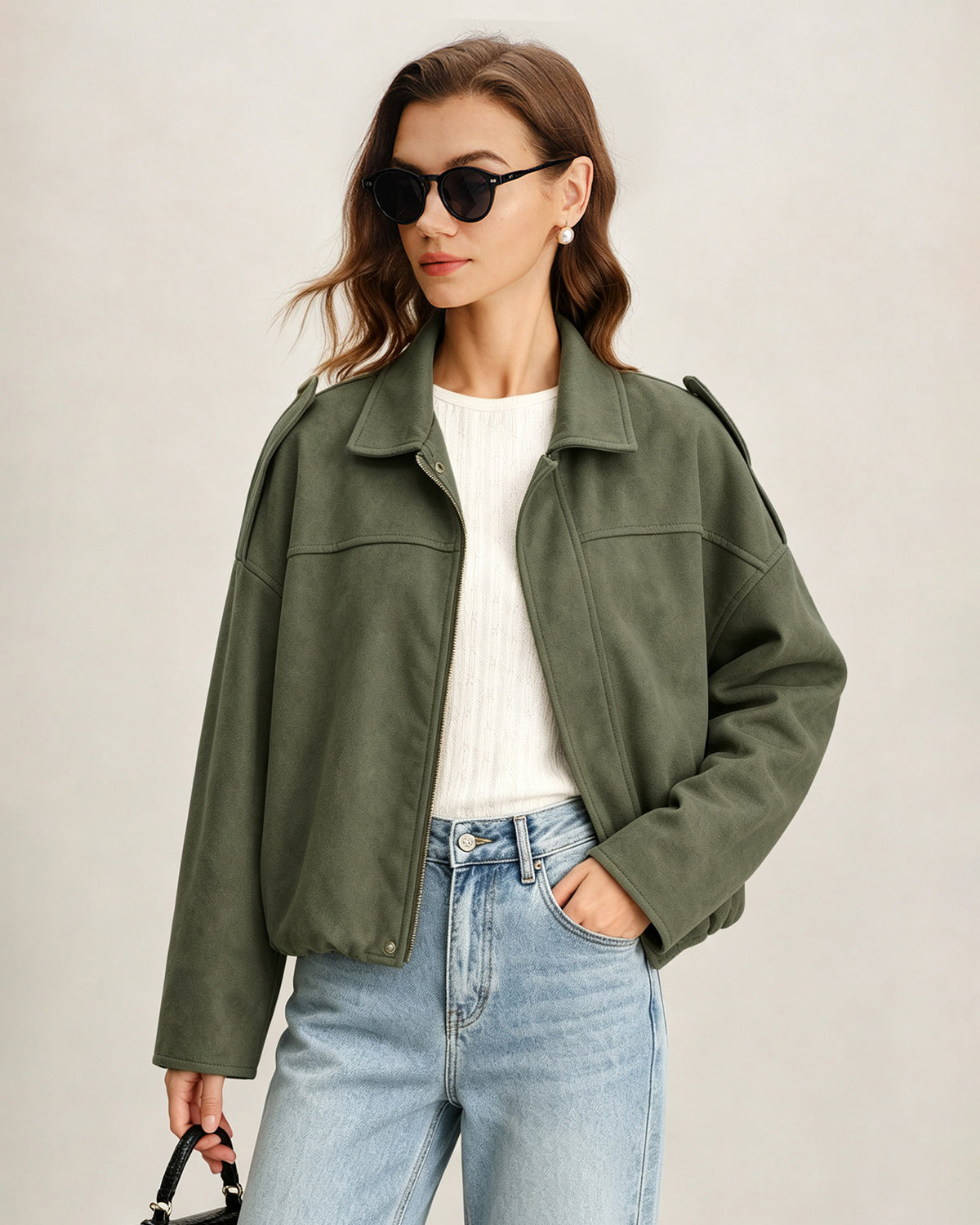 Women's Knitted Polyester Jacket - RIHOAS - 01