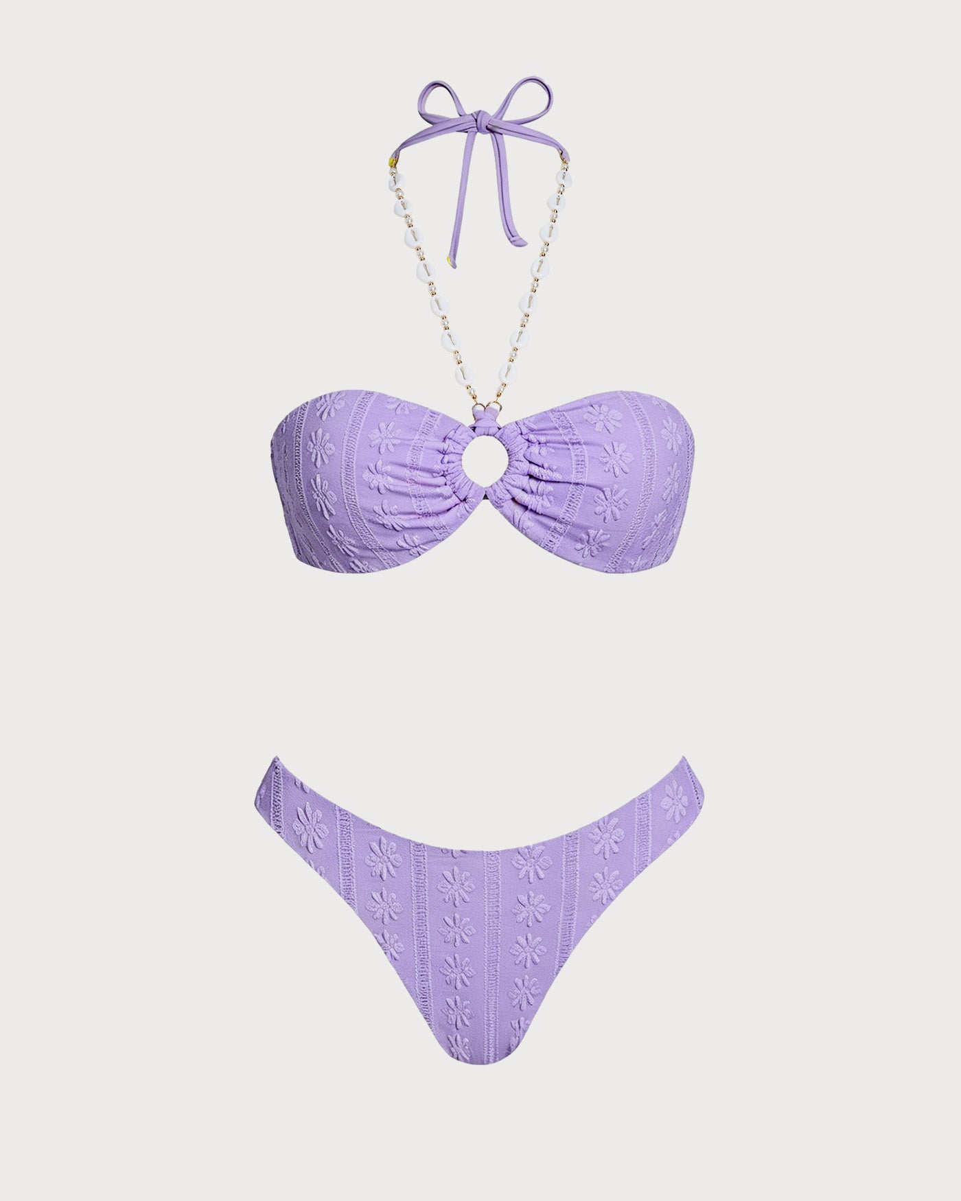 Women's Knitted Polyester Jacquard Bikini Set Purple Bikinis - RIHOAS