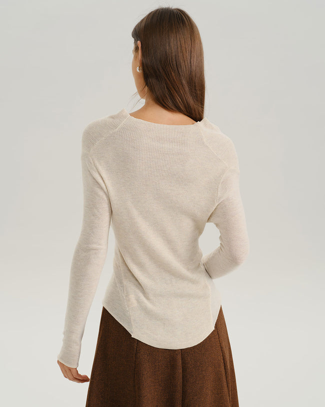 Women's Knitted Polyester Knits Tops - RIHOAS