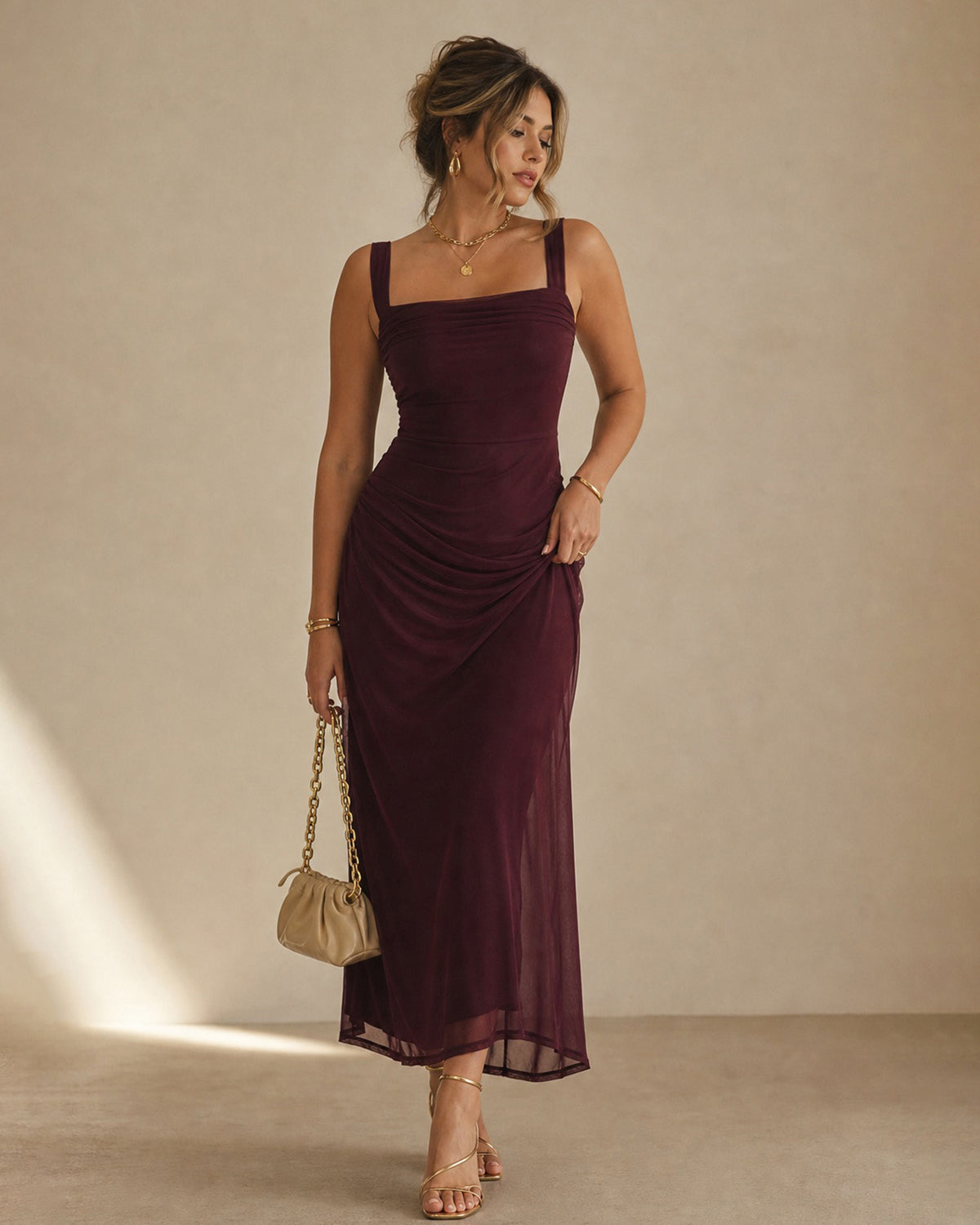 Women's Knitted Polyester Maxi Dresses - RIHOAS - 03