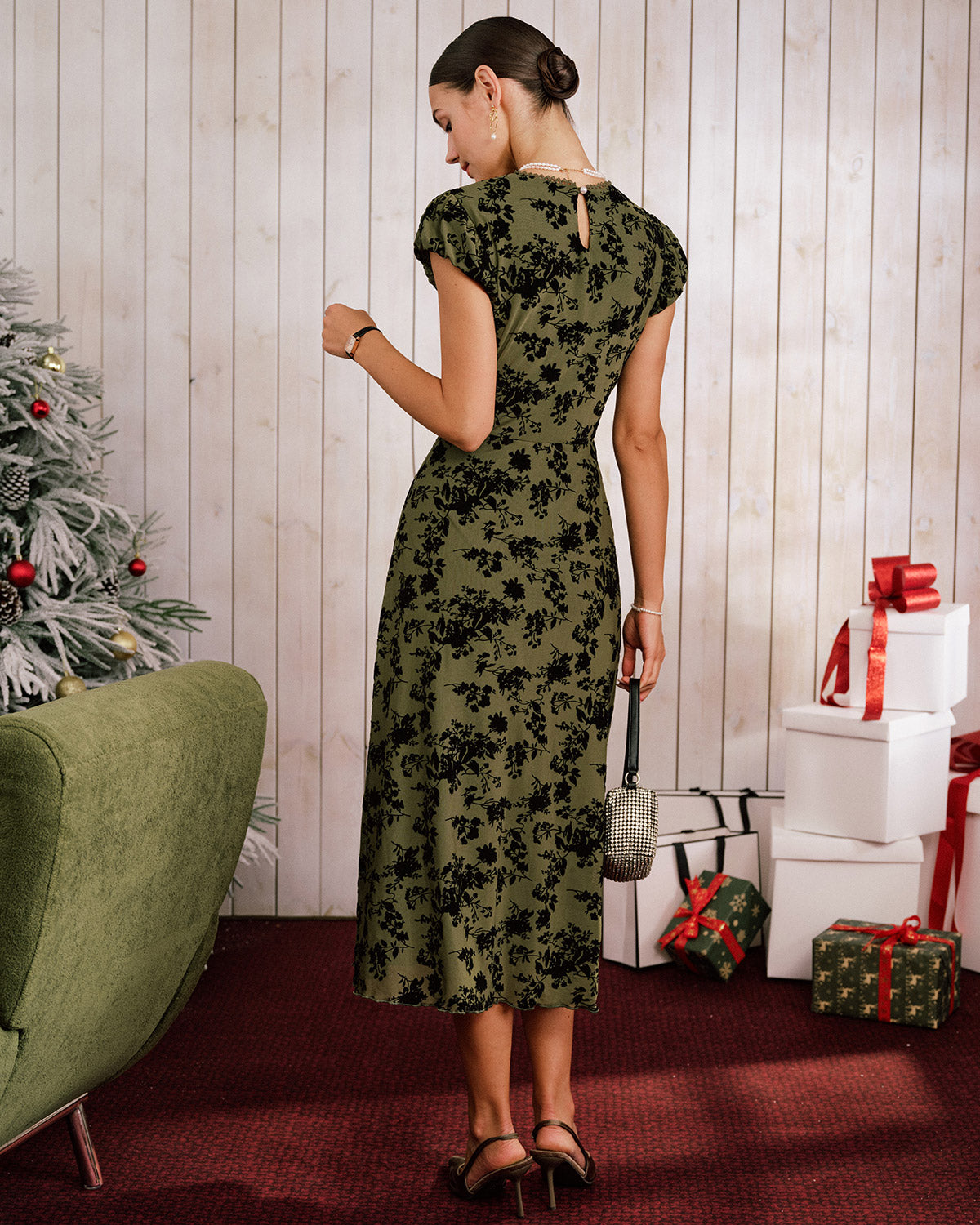 Women's Knitted Polyester Midi Dress Dresses - RIHOAS