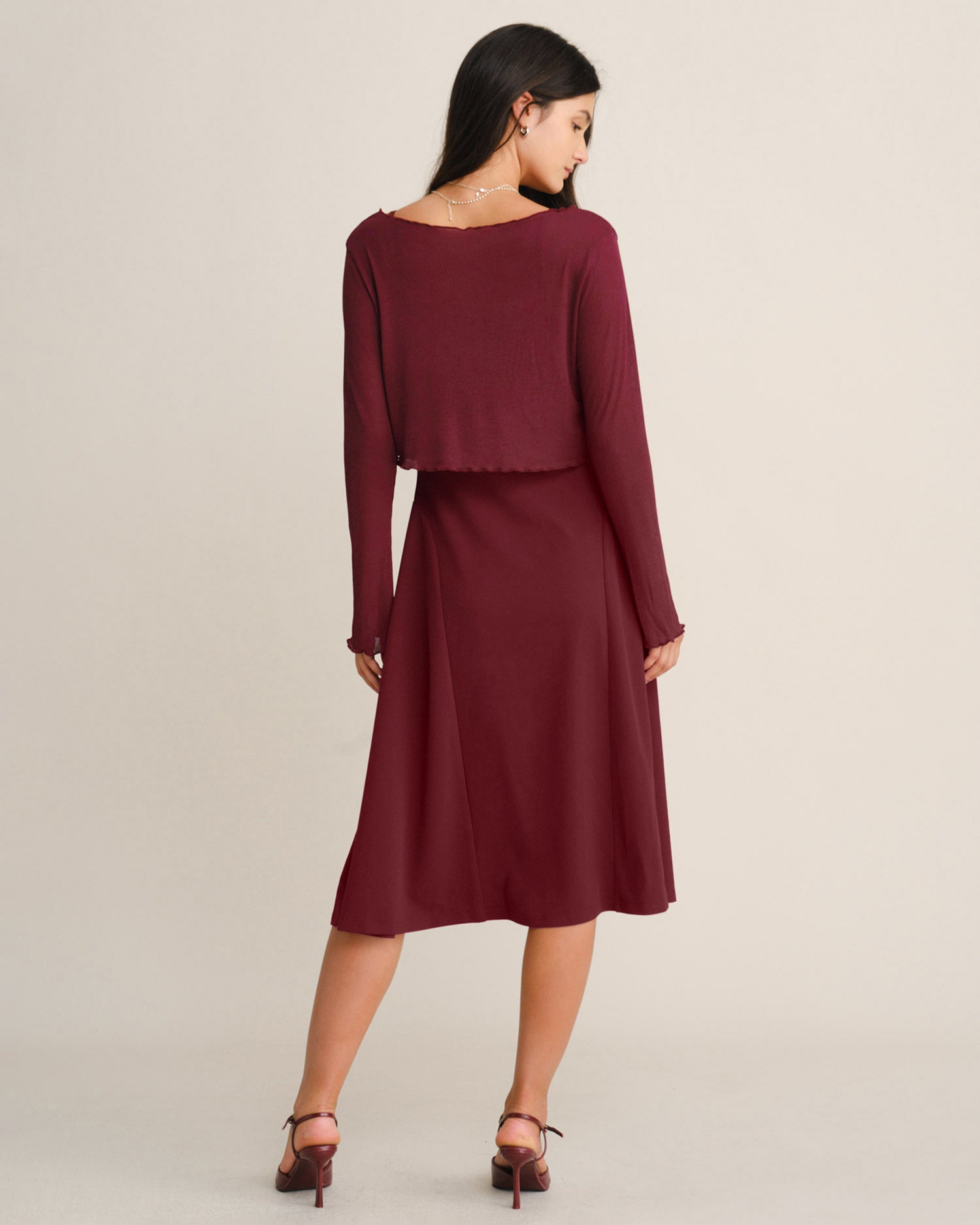 Women's Knitted Polyester Midi Dresses - RIHOAS