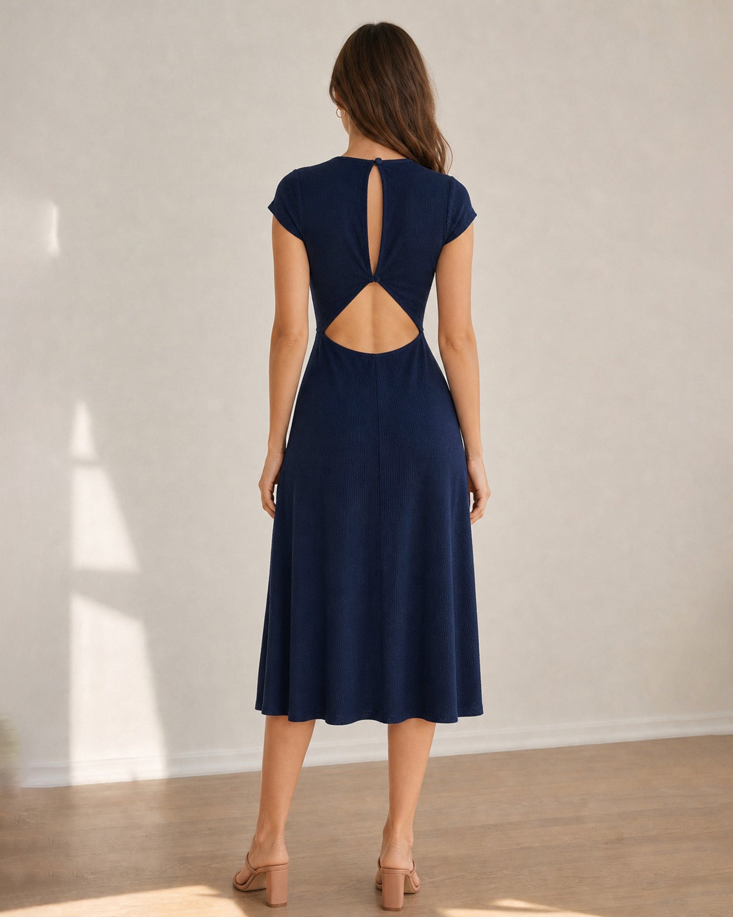 Women's Knitted Polyester Midi Dresses - RIHOAS - 02